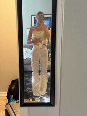 LoveShackFancy Neliana Pants NWT Antique White Size 4